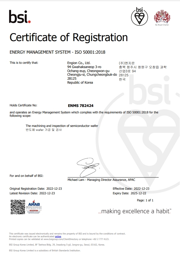 ISO50001 Energy Management System Certification (BSI) [첨부 이미지1]